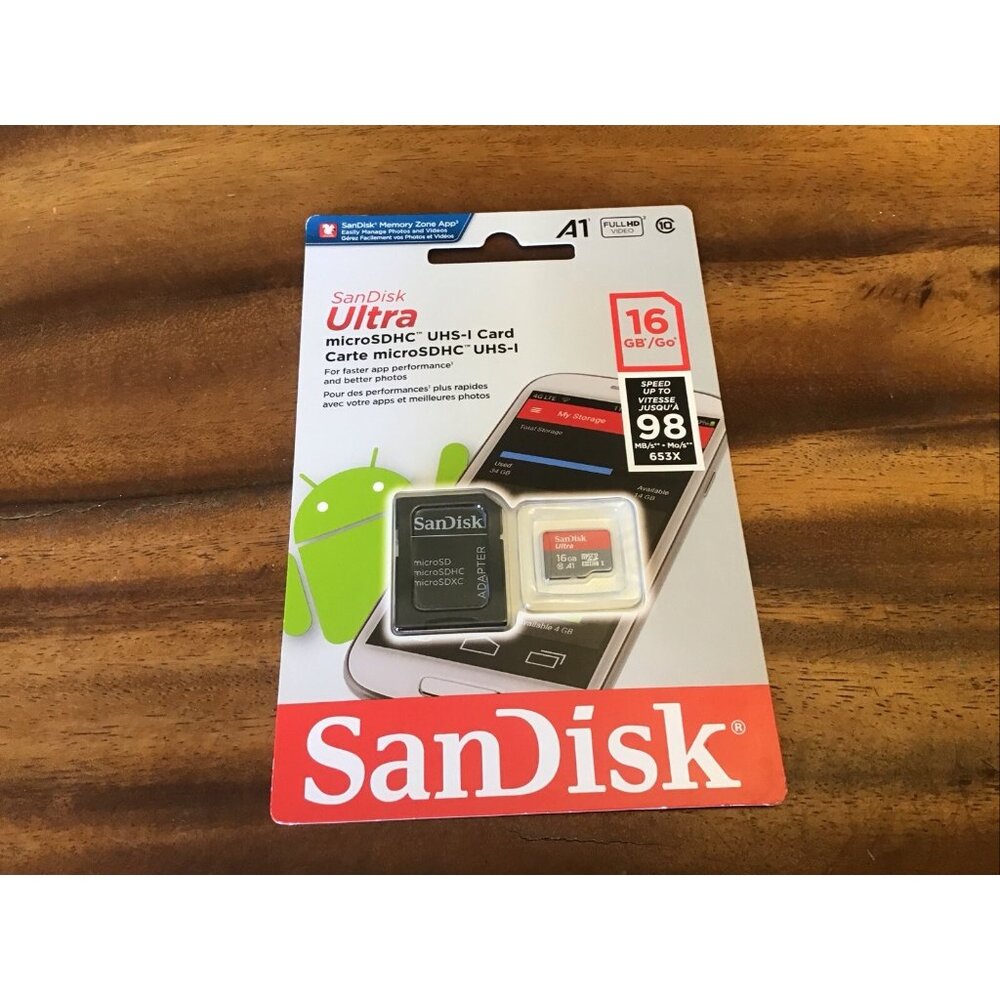 SanDisk Ultra Micro SDHC UHS-I Card W/adapter 98MB s  16GB